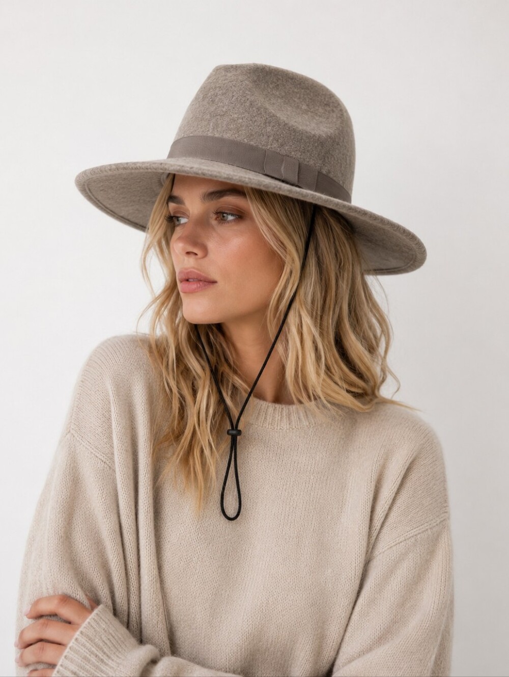 TART Collections 100% Wool Wide Brim Fedora Hat Women Unisex Light Grey Size OS